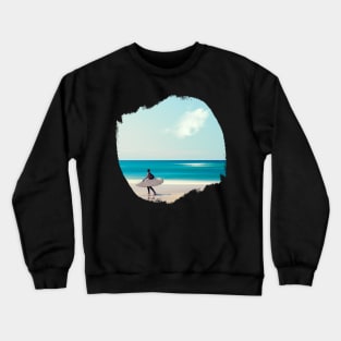 Longing - Surfer With Surf Board Crewneck Sweatshirt